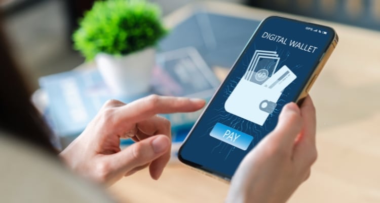 digital wallet onboarding person accessing their digital wallet on their phone