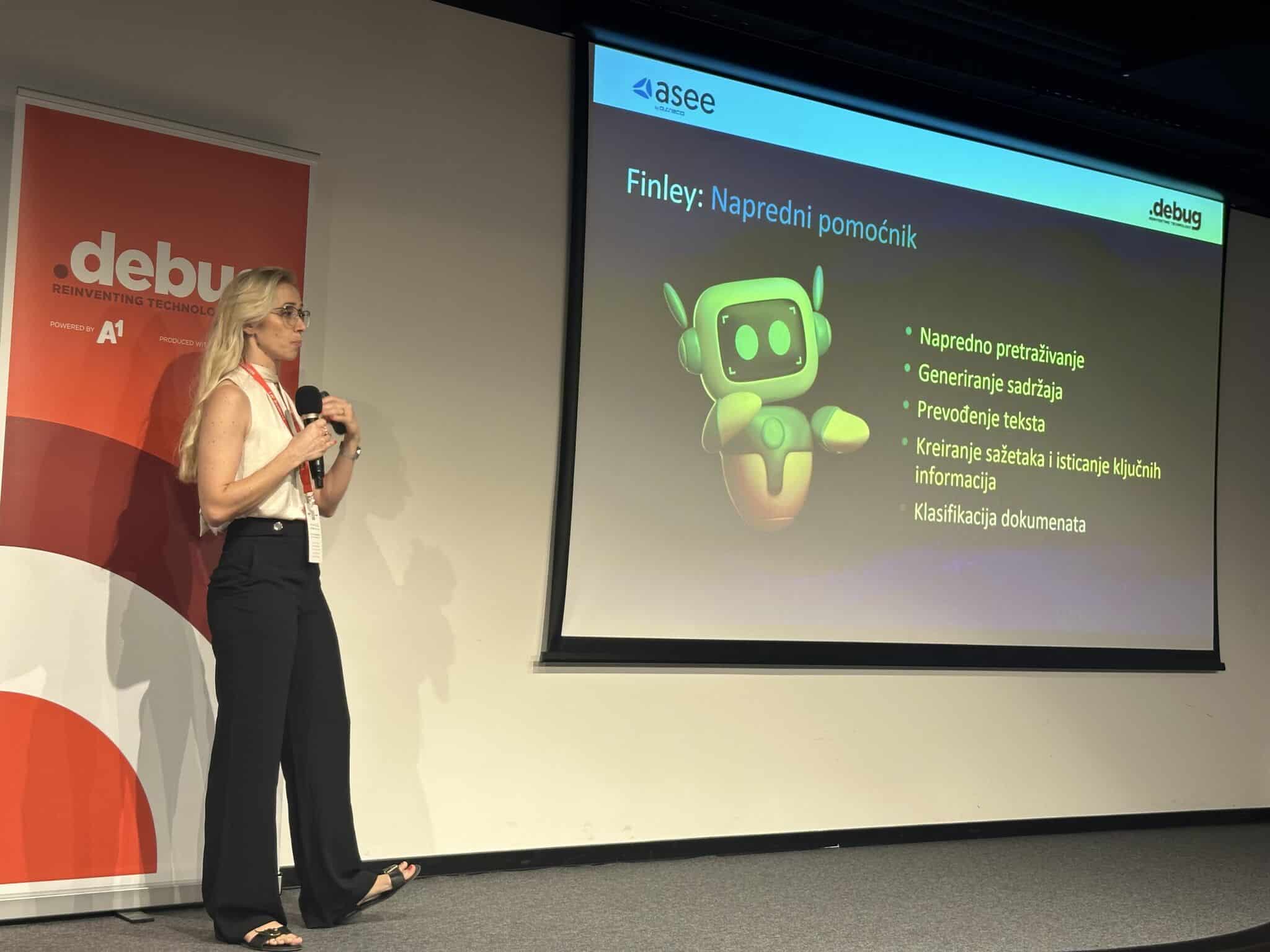 lead software developer at an IT conference holding a presentation about AI, RAG and document digitization